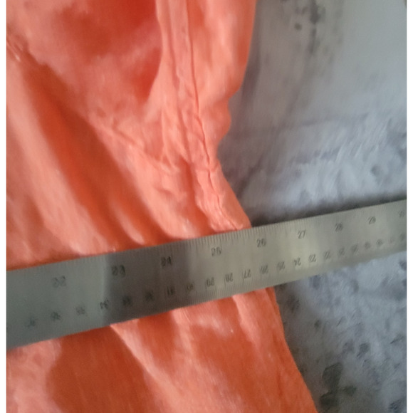 Talbots Popover Shirt Plus 3X Linen Long Sleeve Roll Tab 100% Linen Top Orange - Picture 6 of 12